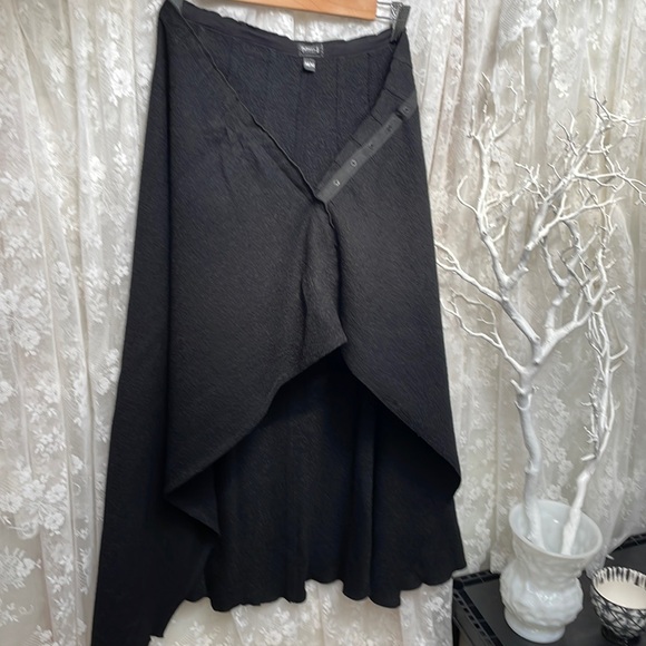 Deep Black Wrap Snap Rare Skirt With Slit or Wrap, Poncho, Cape, Snap Fasteners! - Picture 5 of 10